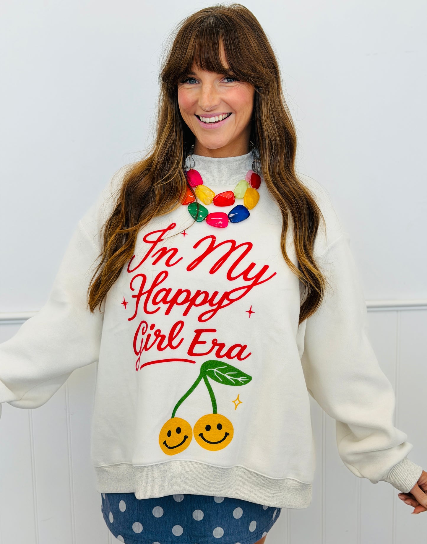 Heather Grey Happy Girl Reversible Sweatshirt (Reg.)