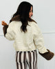 Gold Contrast Faux Fur Collar Zip Up Jacket (Reg. and Plus)