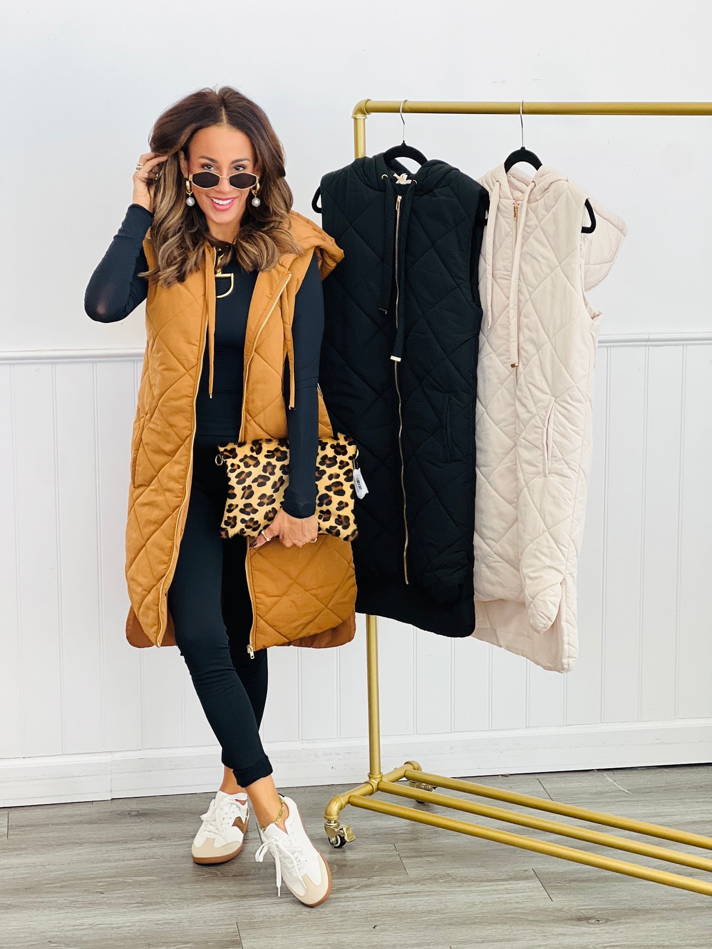 Quilted Longline Puffer Vest (Reg.)-3 Colors