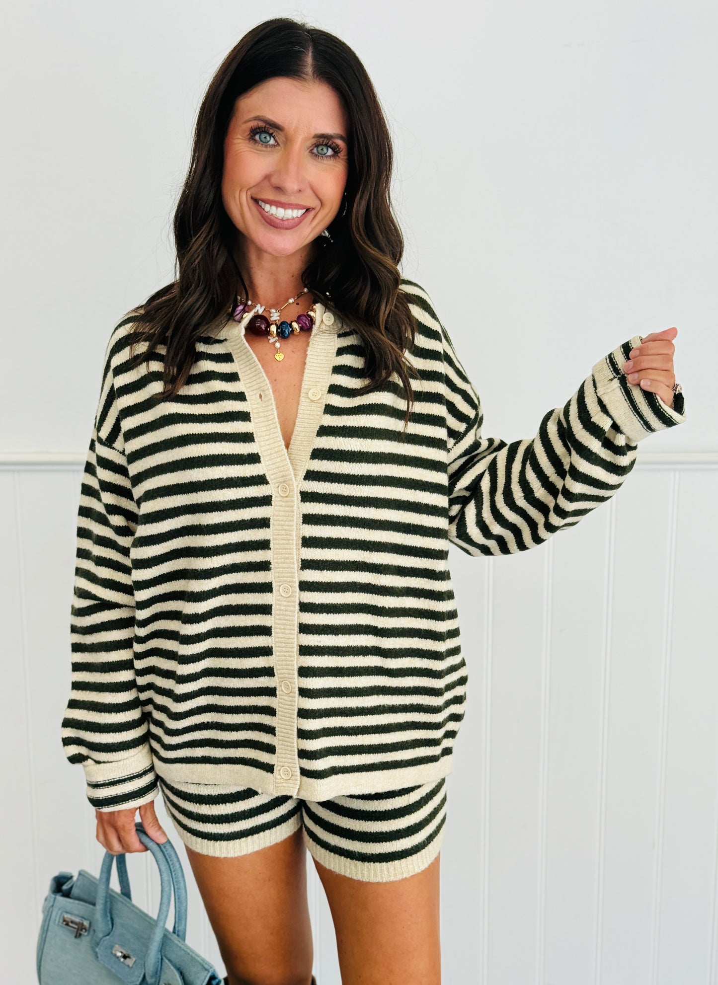Striped Button Down Sweater Cardigan (Reg.) - 3 Colors