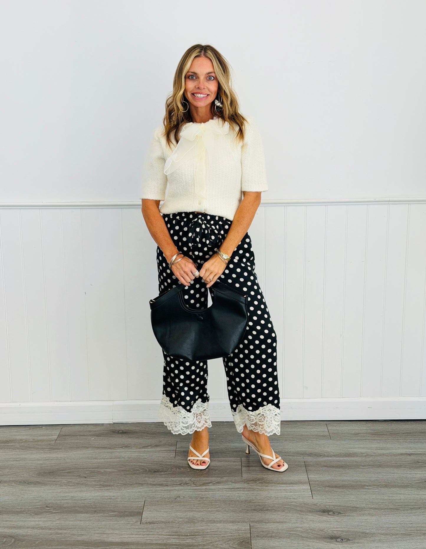 Cream Short Sleeve Bow Tie Cardigan (Reg.)