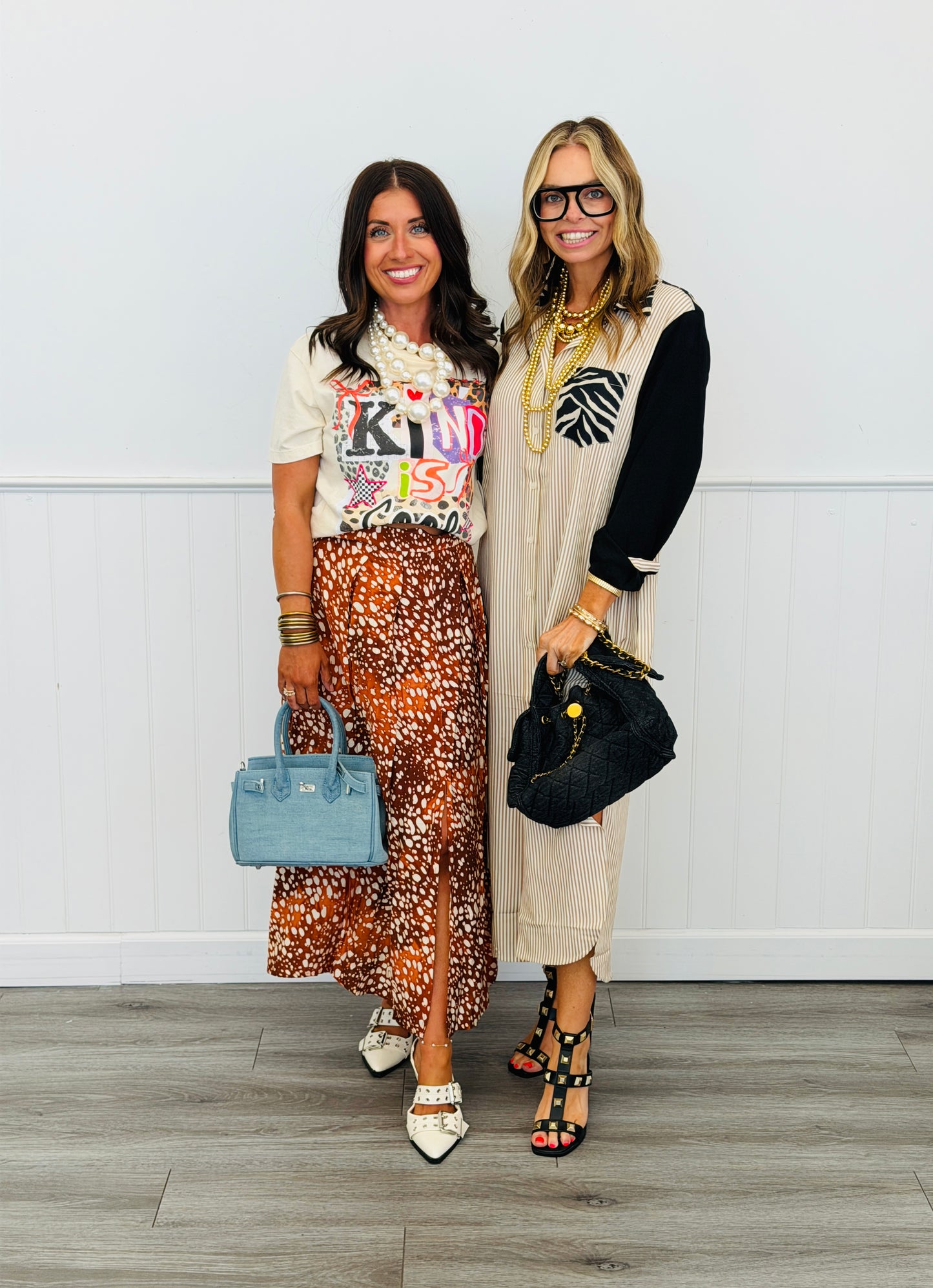 Rust Deer Print Front Slit Midi Skirt (Reg.)