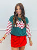 Hunter Green Merry & Bright Candy Stripe Sleeve Top (Reg & Plus)