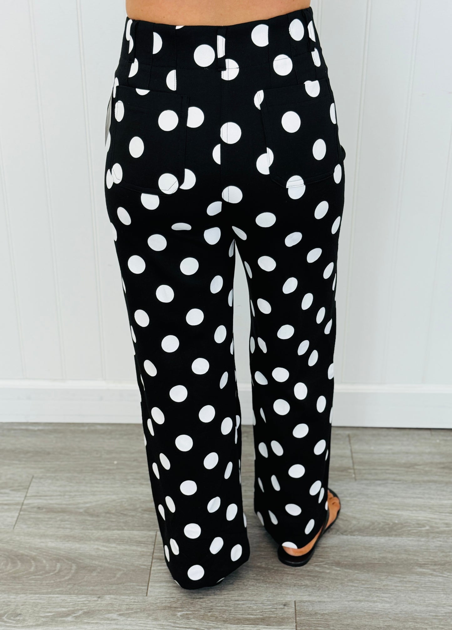 Black/White High Rise Polka Dot Pants (Reg & Plus)