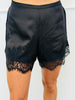Black Satin Lace Trim Shorts (Reg. and Plus)