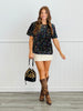 Black Multi Sequin Short Sleeve Top (Reg. and Plus)