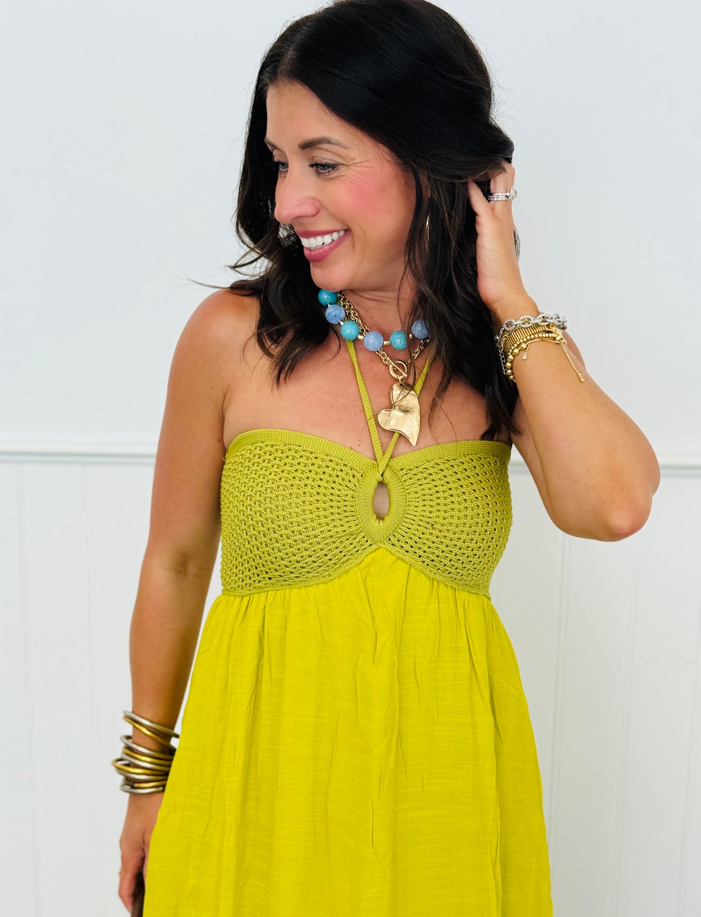 Kiwi Crochet Bra Halter Maxi Dress (Reg & Plus)