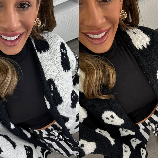 Reversible Black Ghost Cloud Cardigan (One Size & Plus)