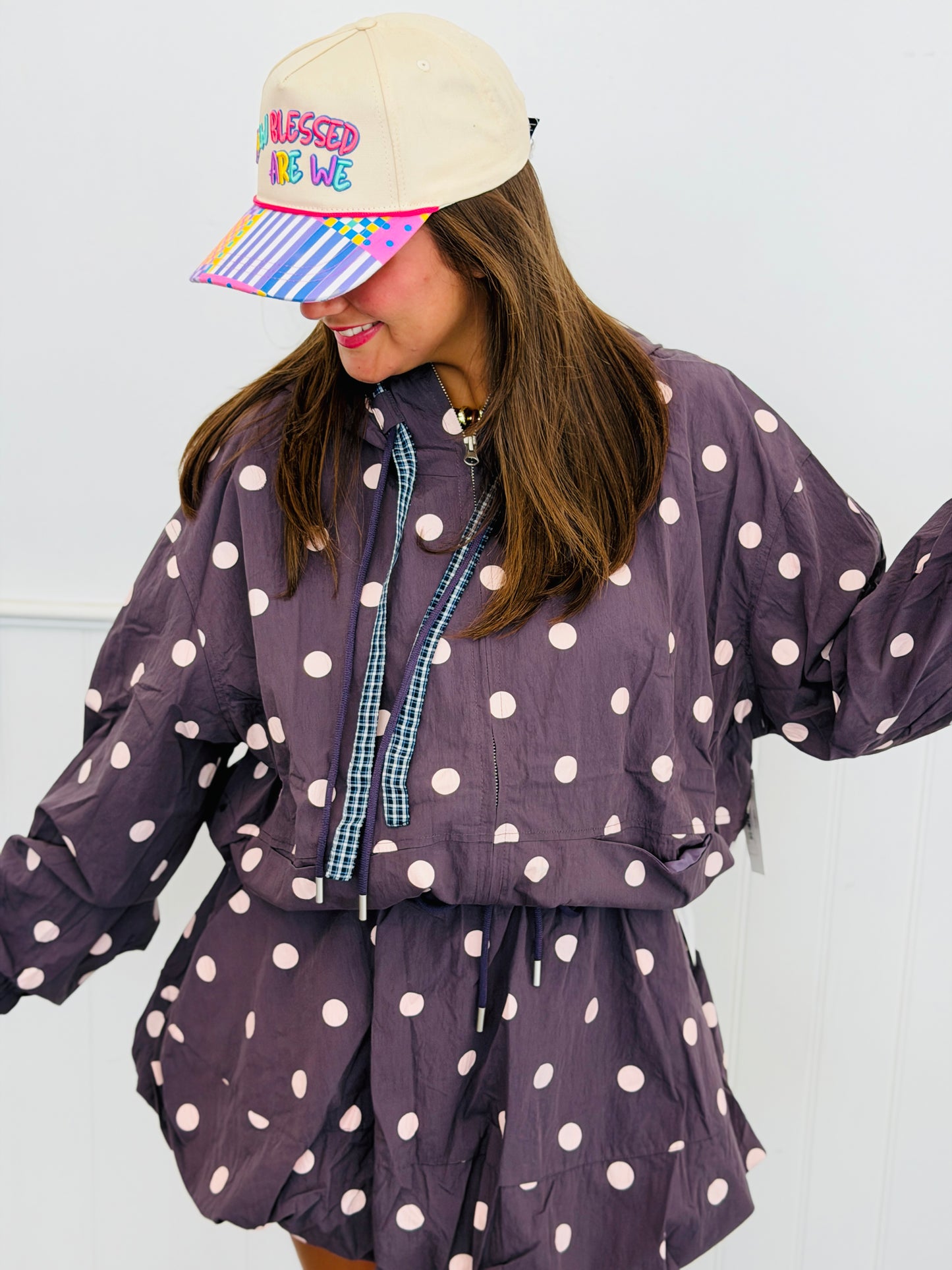 Polka Dot Hooded Jacket (Reg & Plus) - 2 Colors