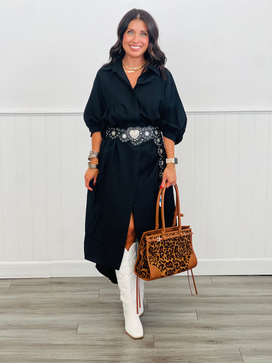 Black Oasis Open Back Midi Dress (Reg & Plus)