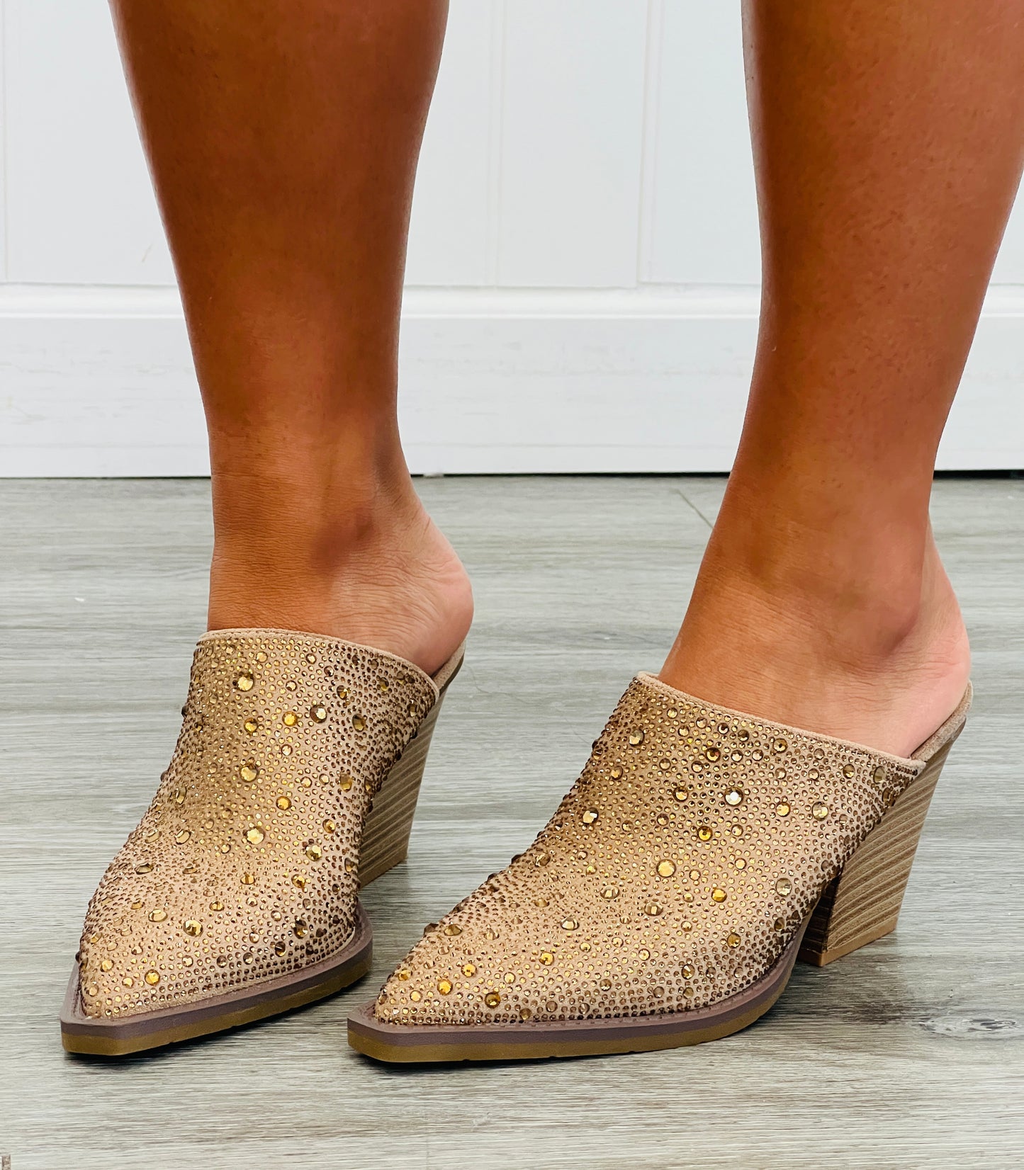 Champagne Dash Of Dazzle Rhinestone Mule