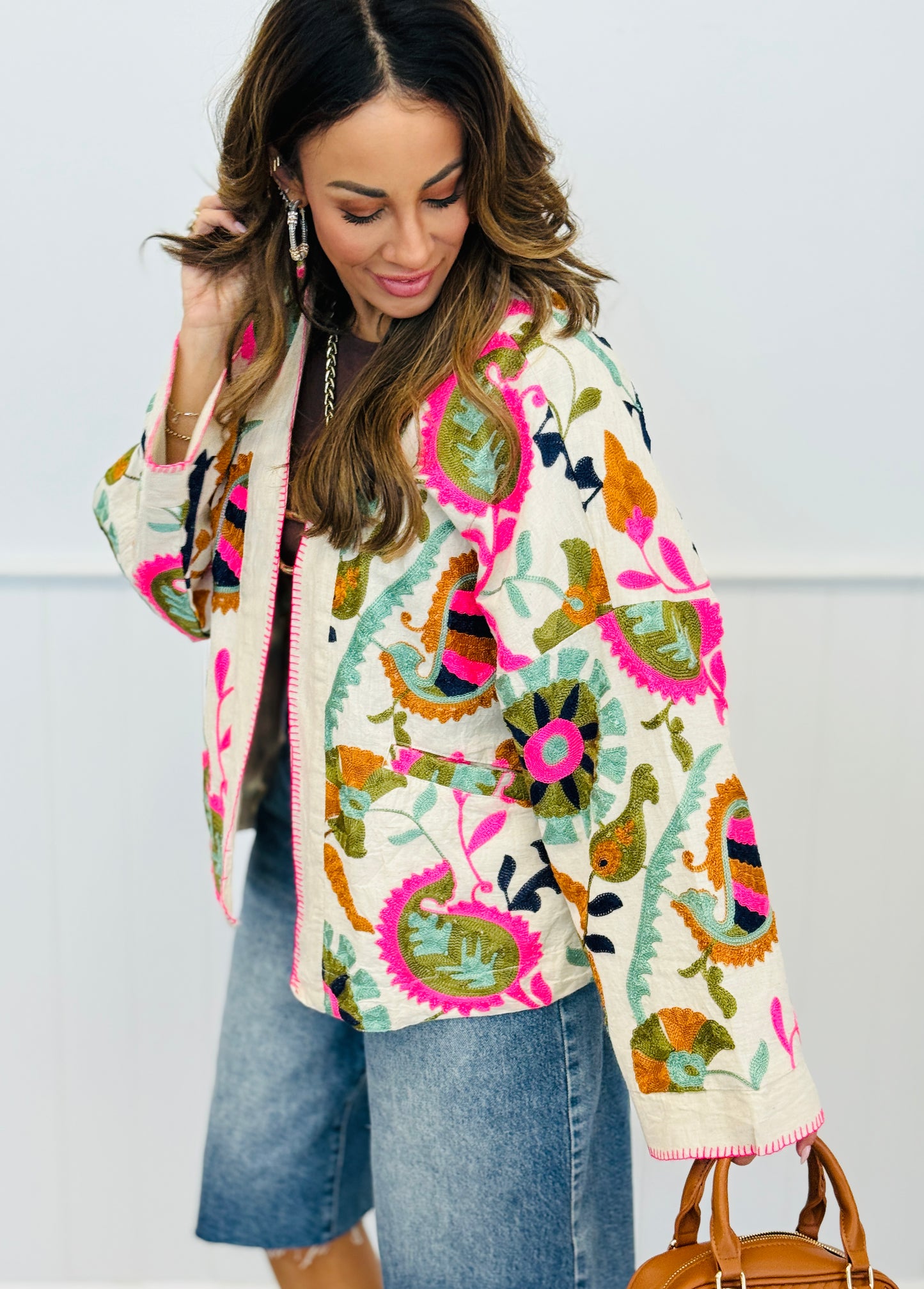 POL Natural Multi Print Kimono Jacket (Reg.)