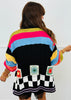 POL Jet Black Multi Stripe Granny Squares Sweater Cardigan (Reg.)