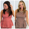 Gingham Peplum Sleeveless Top (Reg.) - 2 Colors