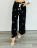 Black Embroidered Bows Pants (Reg & Plus)