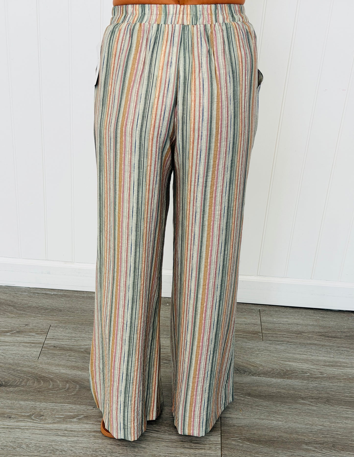 Multi Striped Pocket Wide Leg Pants (Reg. and Plus)
