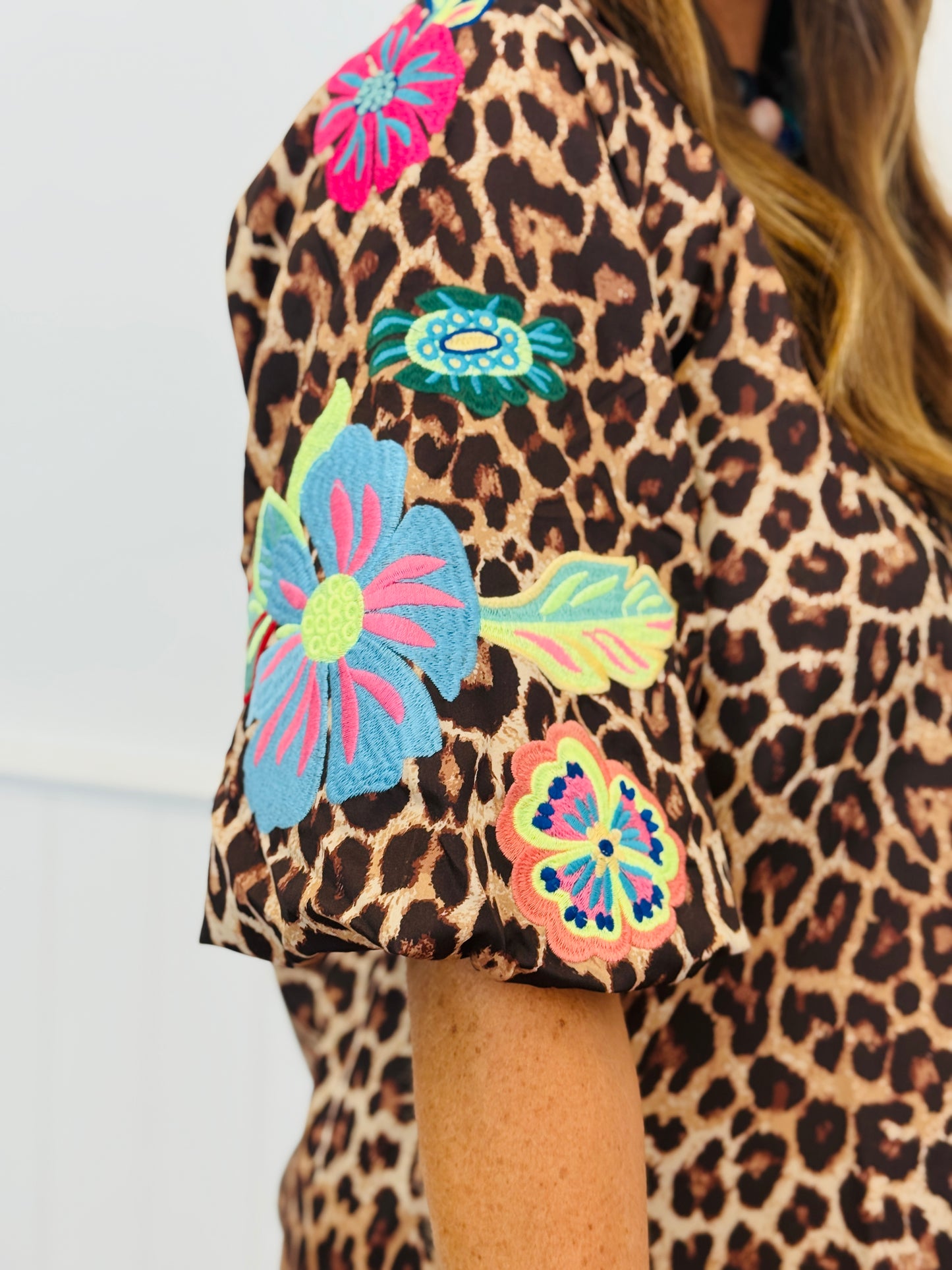 Donna Leopard Embroidered Top (Reg. and Plus)