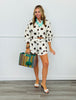 Cream/Brown Polka Dot Ruffle Hem Top (Reg.)
