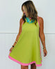 Lime Contrast Band  Mini Dress (Reg.)