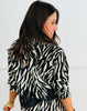 Black Zebra Print Lace Trim Blouse (Reg.)