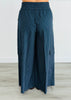 Navy Pinstripe Wide Leg Cargo Pants (Reg & Plus)