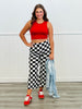 Checkered Print Top and Pants Set (Reg. and Plus)
