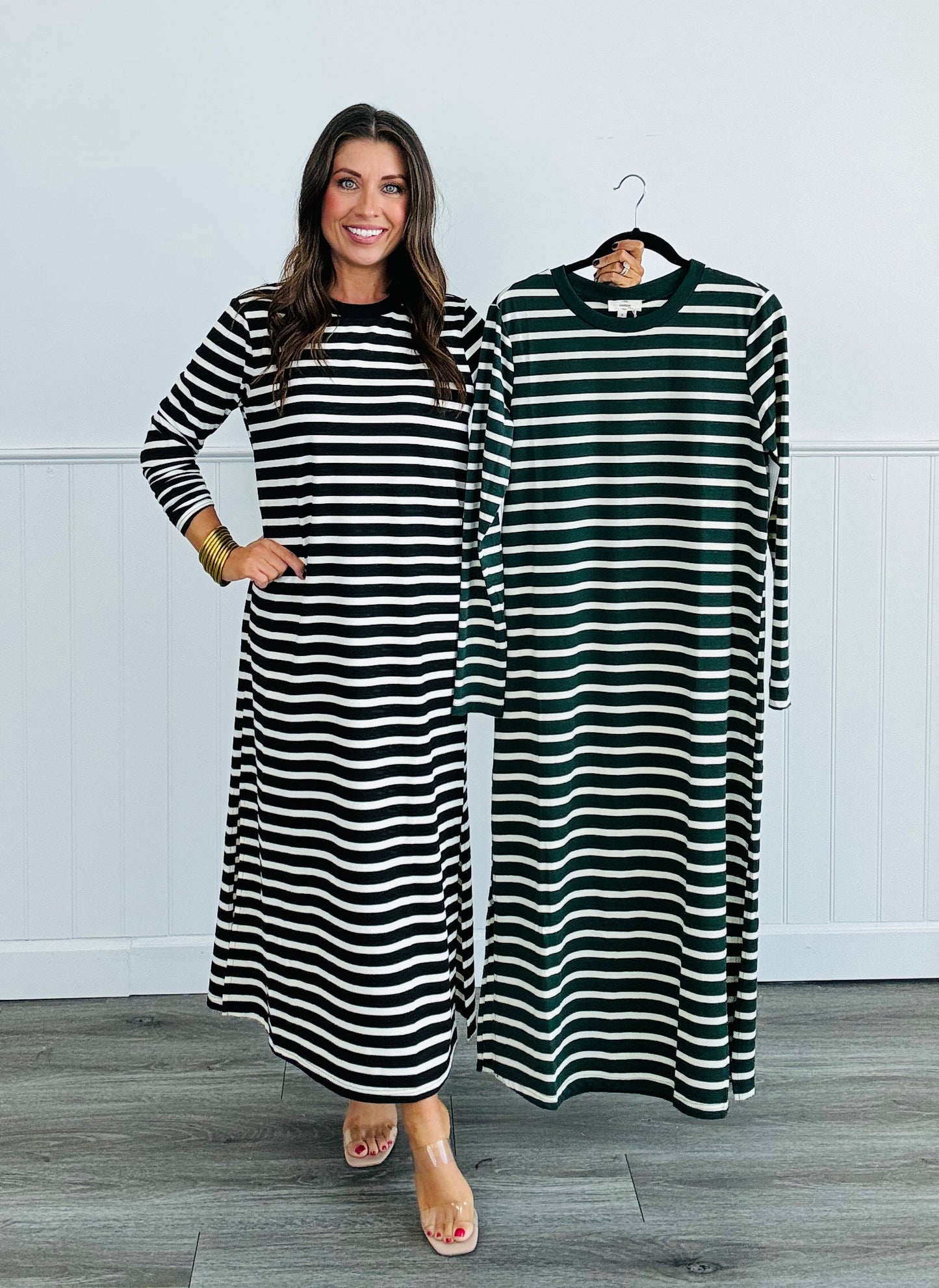 Take On The Day Striped Midi Dress (Reg)-2 Colors