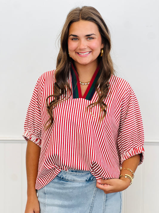 Brick Striped Dolman Sleeve Top (Reg. and Plus)