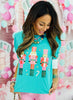 Mint Nutcrackers Puff Sleeve Top (Reg. and Plus)