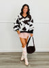 Ivory/Brown Cow Print Sweater Top (Reg & Plus)