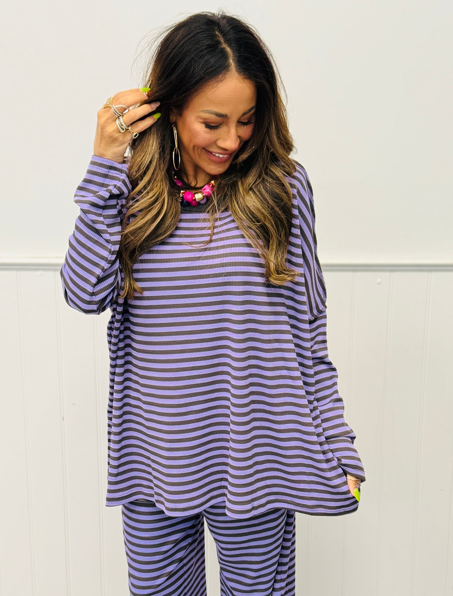 Cozy Striped Lounge Top (Reg & Plus) - 6 Colors