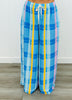 Blue Multi Plaid Palazzo Pants (One Size)