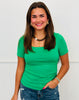 Square Neck Short Sleeve Top (Reg. and Plus) - 6 Colors