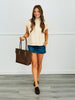 Mock Neck Hi-Lo Sleeveless Sweater Top (Reg.)-2 Colors