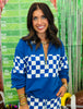 Blue End Zone Checkered Pullover Top (Reg. and Plus)