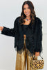 Black Sequin Tassel Faux Fur Cardigan (Reg.)