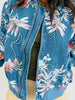 Light Denim Floral Beaded Sequin Zip Up Jacket (Reg.)