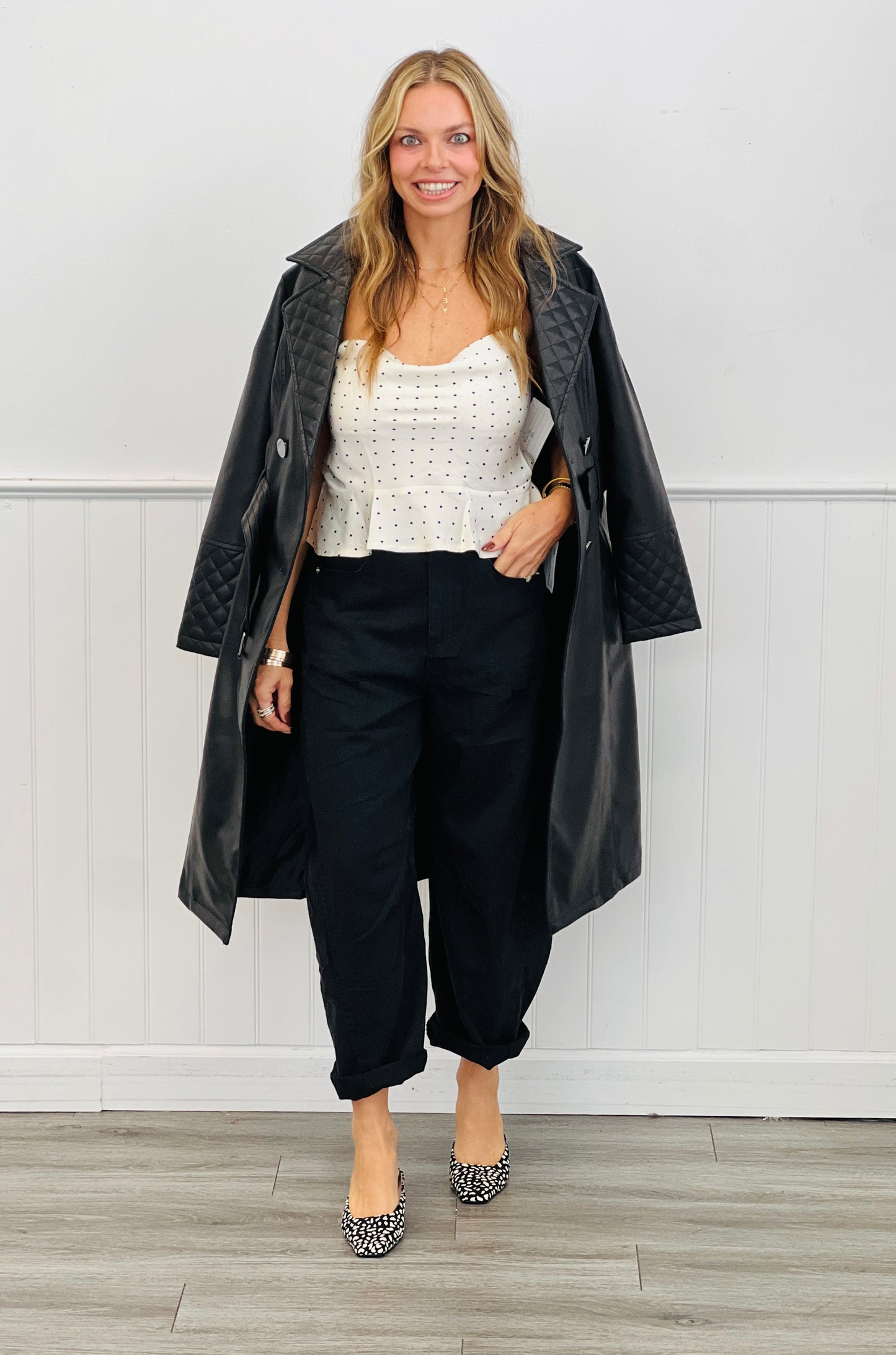 Ivory Polka Dot Peplum Cami Top (Reg.)