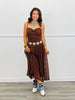Brown Lace Overlay Strappy Maxi Dress (Reg.)
