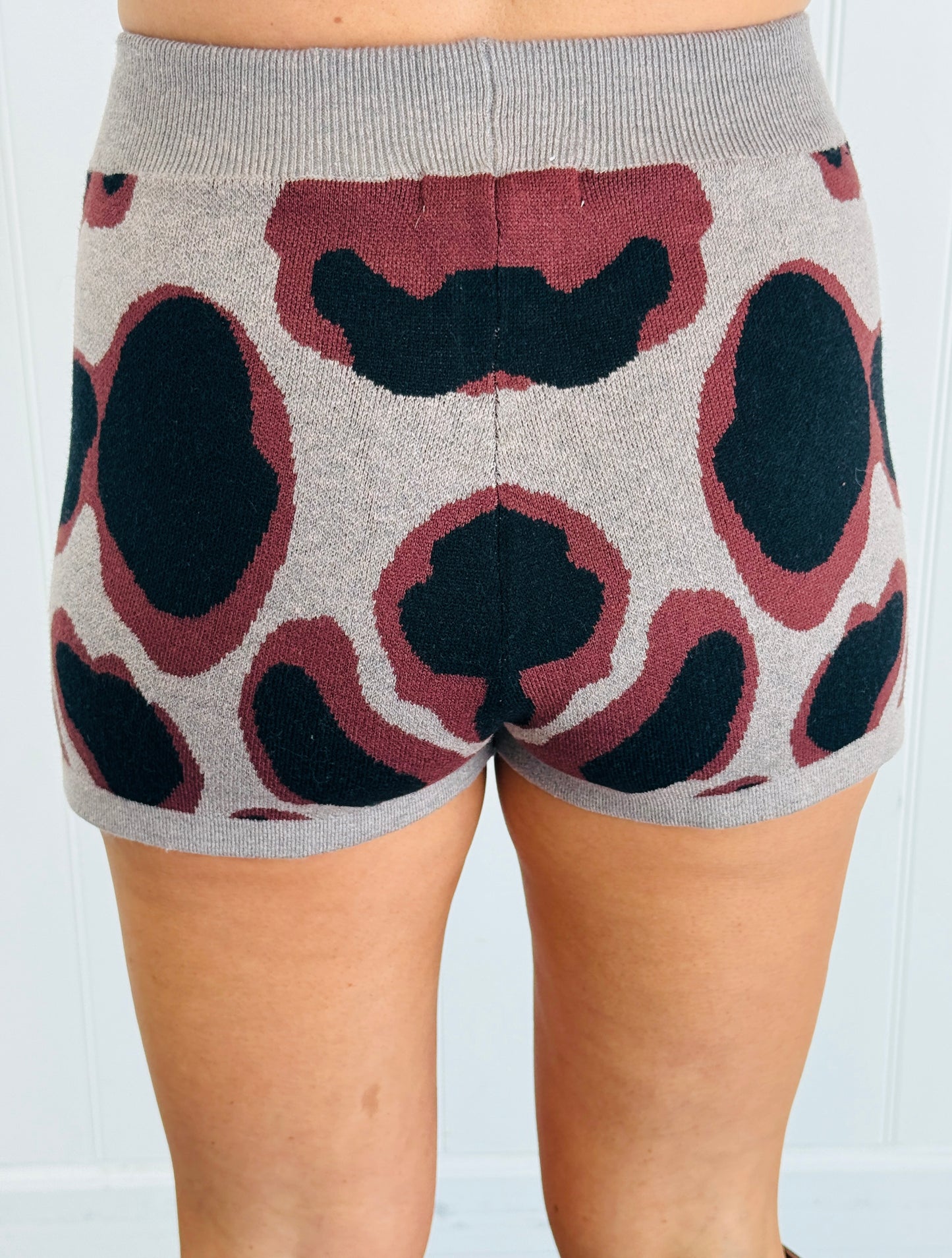Grey Leopard Sweater Top & Shorts Set (Reg. & Plus)