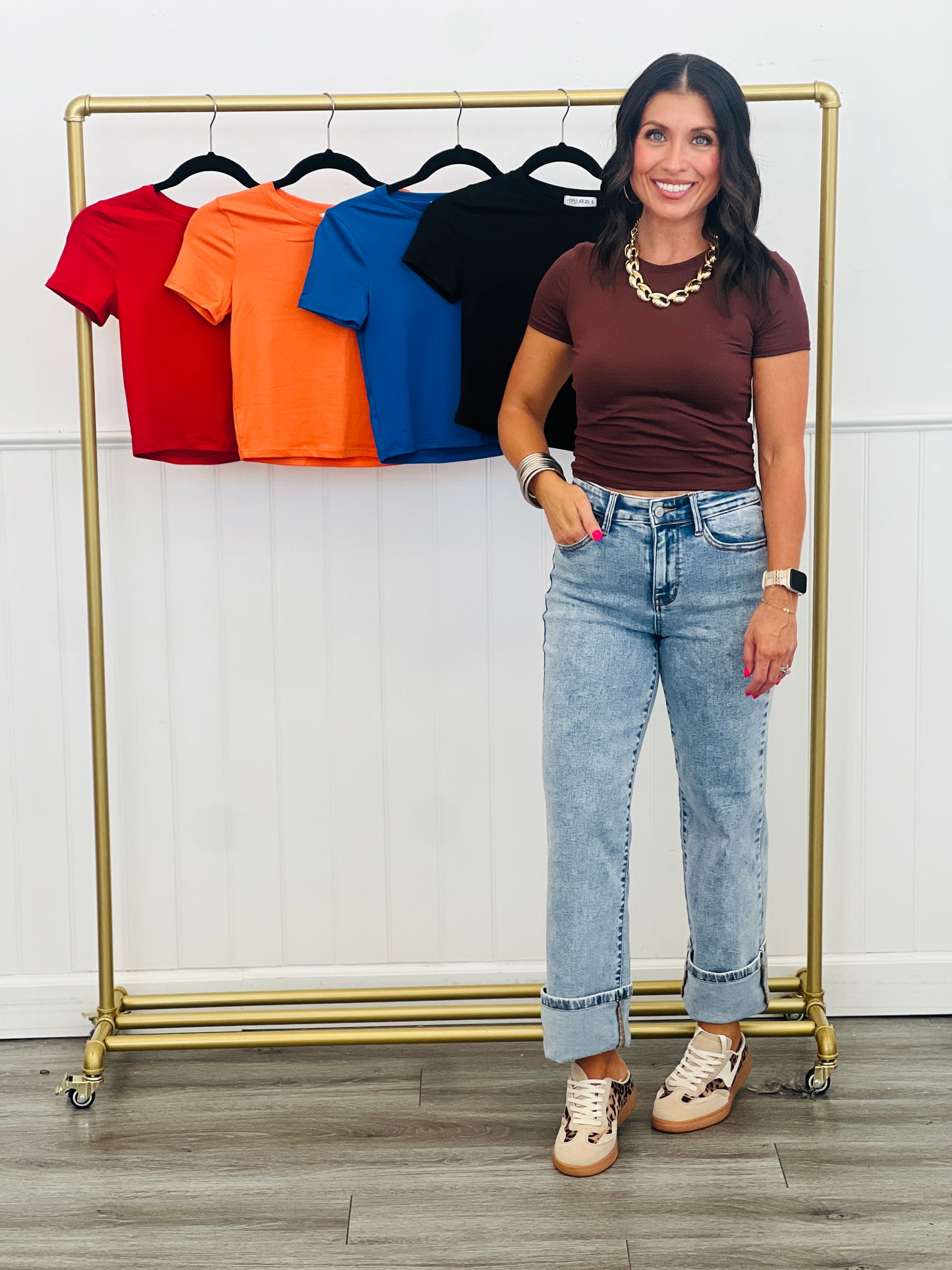 Soft Crop Tee Top (Reg.)-5 Colors