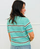 Gabby Striped Short Sleeve Button Up Top (Reg.)