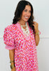 Pink Leopard Contrast Gingham Midi Dress (Reg. and Plus)