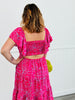 Pink Geo Print Smocked Midi Dress (Reg. and Plus)