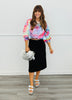 Black Polka Dot Slip On Midi Skirt (Reg.)