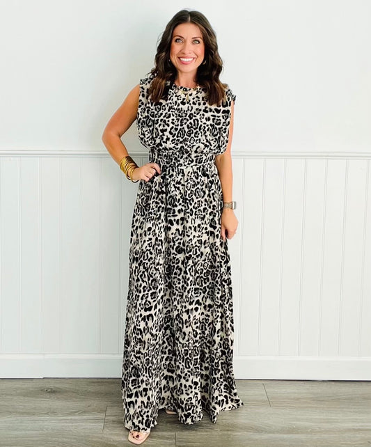 Grey Leopard Elation Maxi Dress (Reg)