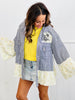 POL Striped Denim Floral Patch Jacket (Reg.)