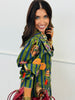 Queen Of Sparkles Dk Green/Blue Striped Thanksgiving Icon Dress (Reg. and Plus)