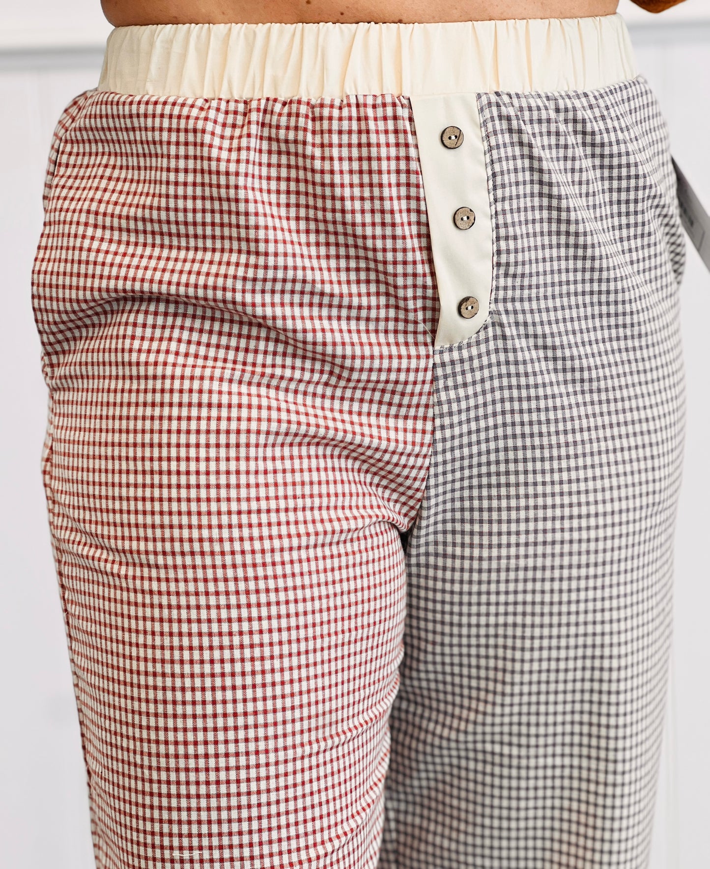 Gingham Print Colorblock Pants (Reg.) - 2 Colors