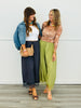 Crinkled Lace Trim Pants (Reg & Plus)- 2 Colors
